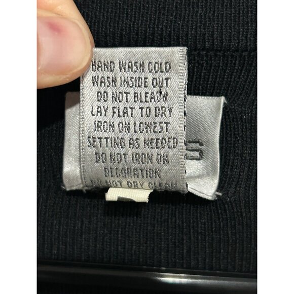 Chicos Black Embellished Cardigan Sweater Floral Rhinestone Long Sleeve Sz L - Picture 7 of 9